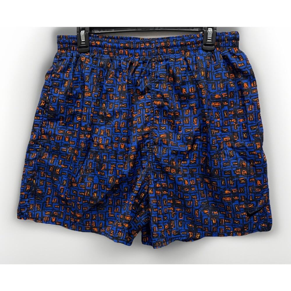 Nike Vintage 90s Abstract Art Multicolor Nylon Swoosh Shorts Mens Size XL - Picture 1 of 8